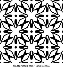 Vector seamless pattern. Modern stylish texture. Composition from regularly repeating geometrical element. Monochrome, simple. Vector illustrations. Black and white pattern.