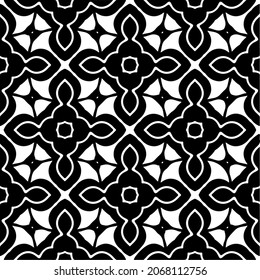 Vector seamless pattern. Modern stylish texture. Composition from regularly repeating geometrical element. Monochrome, simple. Vector illustrations. Black and white pattern.