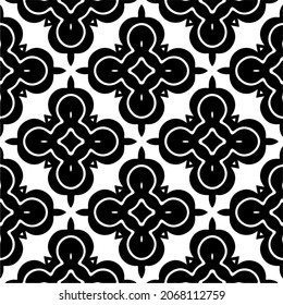 Vector seamless pattern. Modern stylish texture. Composition from regularly repeating geometrical element. Monochrome, simple. Vector illustrations. Black and white pattern.