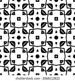 Vector seamless pattern. Modern stylish texture. Composition from regularly repeating geometrical element. Monochrome, simple. Vector illustrations. Black and white pattern.
