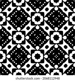 Vector seamless pattern. Modern stylish texture. Composition from regularly repeating geometrical element. Monochrome, simple. Vector illustrations. Black and white pattern.
