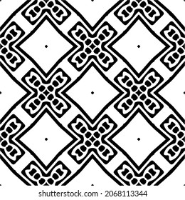 Vector seamless pattern. Modern stylish texture. Composition from regularly repeating geometrical element. Monochrome, simple. Vector illustrations. Black and white pattern.