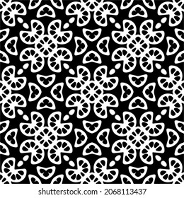 Vector seamless pattern. Modern stylish texture. Composition from regularly repeating geometrical element. Monochrome, simple. Vector illustrations. Black and white pattern.
