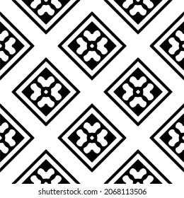 Vector seamless pattern. Modern stylish texture. Composition from regularly repeating geometrical element. Monochrome, simple. Vector illustrations. Black and white pattern.