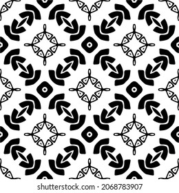 Vector seamless pattern. Modern stylish texture. Composition from regularly repeating geometrical element. Monochrome, simple. Vector illustrations. Black and white pattern.