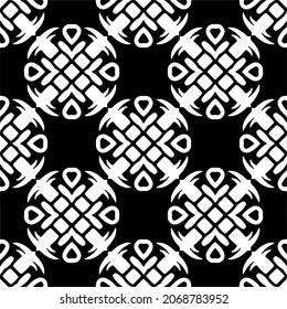 Vector seamless pattern. Modern stylish texture. Composition from regularly repeating geometrical element. Monochrome, simple. Vector illustrations. Black and white pattern.