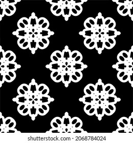 Vector seamless pattern. Modern stylish texture. Composition from regularly repeating geometrical element. Monochrome, simple. Vector illustrations. Black and white pattern.