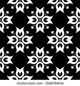 Vector seamless pattern. Modern stylish texture. Composition from regularly repeating geometrical element. Monochrome, simple. Vector illustrations. Black and white pattern.
