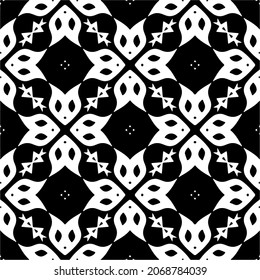 Vector seamless pattern. Modern stylish texture. Composition from regularly repeating geometrical element. Monochrome, simple. Vector illustrations. Black and white pattern.