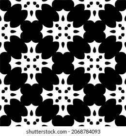 Vector seamless pattern. Modern stylish texture. Composition from regularly repeating geometrical element. Monochrome, simple. Vector illustrations. Black and white pattern.