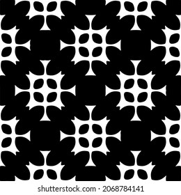 Vector seamless pattern. Modern stylish texture. Composition from regularly repeating geometrical element. Monochrome, simple. Vector illustrations. Black and white pattern.