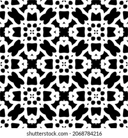 Vector seamless pattern. Modern stylish texture. Composition from regularly repeating geometrical element. Monochrome, simple. Vector illustrations. Black and white pattern.