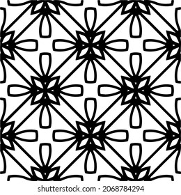 Vector seamless pattern. Modern stylish texture. Composition from regularly repeating geometrical element. Monochrome, simple. Vector illustrations. Black and white pattern.