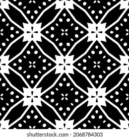 Vector seamless pattern. Modern stylish texture. Composition from regularly repeating geometrical element. Monochrome, simple. Vector illustrations. Black and white pattern.