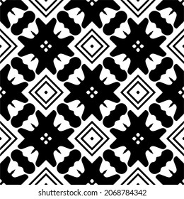 Vector seamless pattern. Modern stylish texture. Composition from regularly repeating geometrical element. Monochrome, simple. Vector illustrations. Black and white pattern.