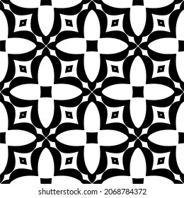 Vector seamless pattern. Modern stylish texture. Composition from regularly repeating geometrical element. Monochrome, simple. Vector illustrations. Black and white pattern.