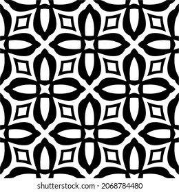 Vector seamless pattern. Modern stylish texture. Composition from regularly repeating geometrical element. Monochrome, simple. Vector illustrations. Black and white pattern.