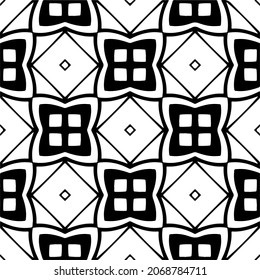 Vector seamless pattern. Modern stylish texture. Composition from regularly repeating geometrical element. Monochrome, simple. Vector illustrations. Black and white pattern.