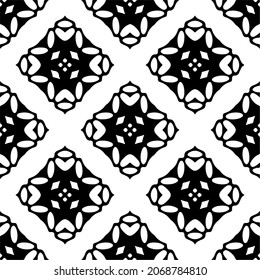 Vector seamless pattern. Modern stylish texture. Composition from regularly repeating geometrical element. Monochrome, simple. Vector illustrations. Black and white pattern.