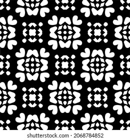 Vector seamless pattern. Modern stylish texture. Composition from regularly repeating geometrical element. Monochrome, simple. Vector illustrations. Black and white pattern.