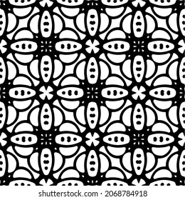 Vector seamless pattern. Modern stylish texture. Composition from regularly repeating geometrical element. Monochrome, simple. Vector illustrations. Black and white pattern.