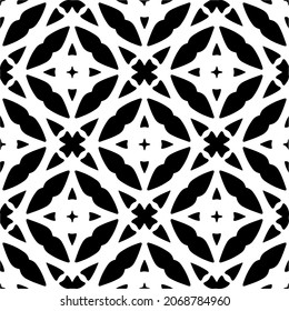 Vector seamless pattern. Modern stylish texture. Composition from regularly repeating geometrical element. Monochrome, simple. Vector illustrations. Black and white pattern.