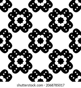 Vector seamless pattern. Modern stylish texture. Composition from regularly repeating geometrical element. Monochrome, simple. Vector illustrations. Black and white pattern.
