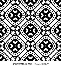 Vector seamless pattern. Modern stylish texture. Composition from regularly repeating geometrical element. Monochrome, simple. Vector illustrations. Black and white pattern.