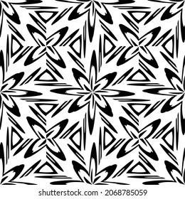 Vector seamless pattern. Modern stylish texture. Composition from regularly repeating geometrical element. Monochrome, simple. Vector illustrations. Black and white pattern.