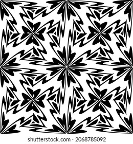 Vector seamless pattern. Modern stylish texture. Composition from regularly repeating geometrical element. Monochrome, simple. Vector illustrations. Black and white pattern.