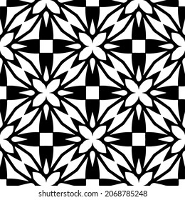 Vector seamless pattern. Modern stylish texture. Composition from regularly repeating geometrical element. Monochrome, simple. Vector illustrations. Black and white pattern.