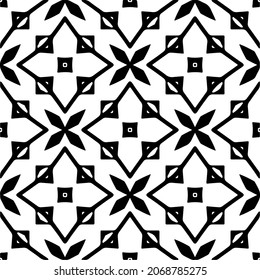 Vector seamless pattern. Modern stylish texture. Composition from regularly repeating geometrical element. Monochrome, simple. Vector illustrations. Black and white pattern.