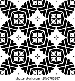 Vector seamless pattern. Modern stylish texture. Composition from regularly repeating geometrical element. Monochrome, simple. Vector illustrations. Black and white pattern.