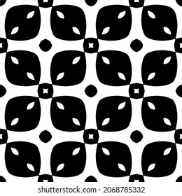 Vector seamless pattern. Modern stylish texture. Composition from regularly repeating geometrical element. Monochrome, simple. Vector illustrations. Black and white pattern.