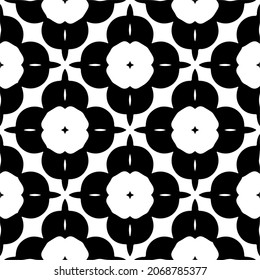 Vector seamless pattern. Modern stylish texture. Composition from regularly repeating geometrical element. Monochrome, simple. Vector illustrations. Black and white pattern.