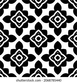 Vector seamless pattern. Modern stylish texture. Composition from regularly repeating geometrical element. Monochrome, simple. Vector illustrations. Black and white pattern.