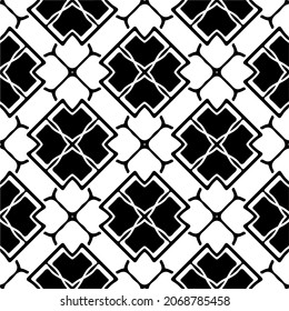 Vector seamless pattern. Modern stylish texture. Composition from regularly repeating geometrical element. Monochrome, simple. Vector illustrations. Black and white pattern.