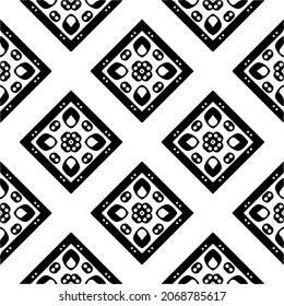 Vector seamless pattern. Modern stylish texture. Composition from regularly repeating geometrical element. Monochrome, simple. Vector illustrations. Black and white pattern.
