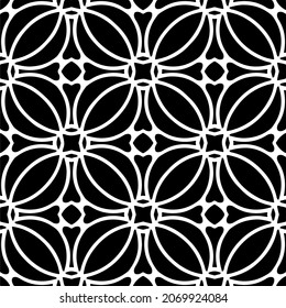 Vector seamless pattern. Modern stylish texture. Composition from regularly repeating geometrical element. Monochrome, simple. Vector illustrations. Black and white pattern.