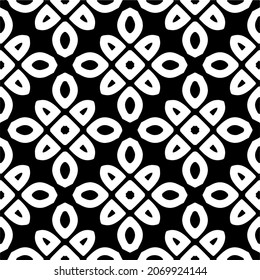 Vector seamless pattern. Modern stylish texture. Composition from regularly repeating geometrical element. Monochrome, simple. Vector illustrations. Black and white pattern.
