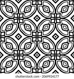 Vector seamless pattern. Modern stylish texture. Composition from regularly repeating geometrical element. Monochrome, simple. Vector illustrations. Black and white pattern.