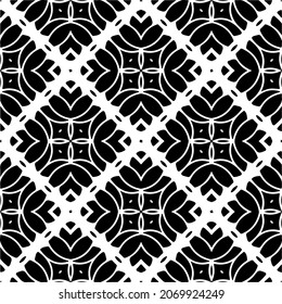 Vector seamless pattern. Modern stylish texture. Composition from regularly repeating geometrical element. Monochrome, simple. Vector illustrations. Black and white pattern.