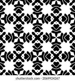Vector seamless pattern. Modern stylish texture. Composition from regularly repeating geometrical element. Monochrome, simple. Vector illustrations. Black and white pattern.