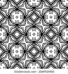 Vector seamless pattern. Modern stylish texture. Composition from regularly repeating geometrical element. Monochrome, simple. Vector illustrations. Black and white pattern.