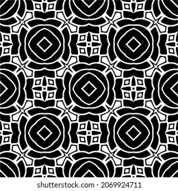 Vector seamless pattern. Modern stylish texture. Composition from regularly repeating geometrical element. Monochrome, simple. Vector illustrations. Black and white pattern.