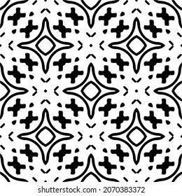 Vector seamless pattern. Modern stylish texture. Composition from regularly repeating geometrical element. Monochrome, simple. Vector illustrations. Black and white pattern.