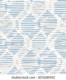 Vector seamless pattern. Modern stylish texture. Repeating geometric blue background. Striped hexagonal grid. Light grey tileable design. Can be used as swatch for illustrator.