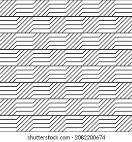 Vector seamless pattern. Modern stylish texture. Regularly repeating geometric ornament with angular and vertical lines. Monochrome, linear abstract background.