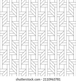 Vector seamless pattern. Modern stylish texture. Regularly repeating geometric ornament with angular and vertical lines. Monochrome, linear abstract background.