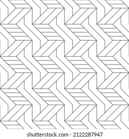 Vector seamless pattern. Modern stylish texture. Regularly repeating geometric ornament with angular and vertical lines. Monochrome, linear abstract background.